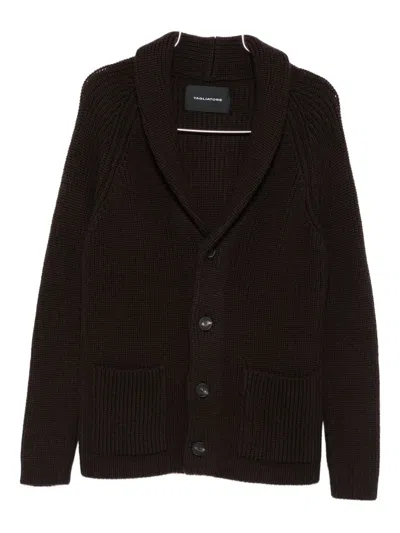 Tagliatore Shawl-collar Pocket Cardigan In Brown