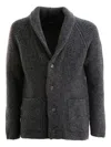 Tagliatore Shawl-collar Ribbed Cardigan In Gray