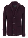 Tagliatore Bordeaux Knit Cardigan With V Neck In Red
