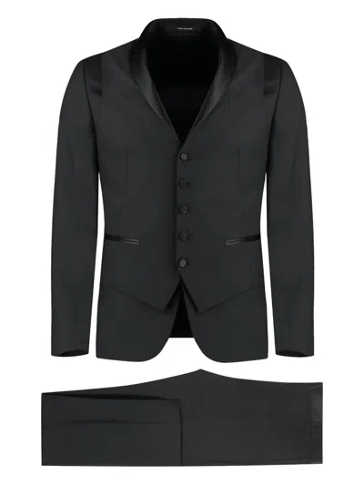 Tagliatore Shawl-collar Single-breasted Suit In Black