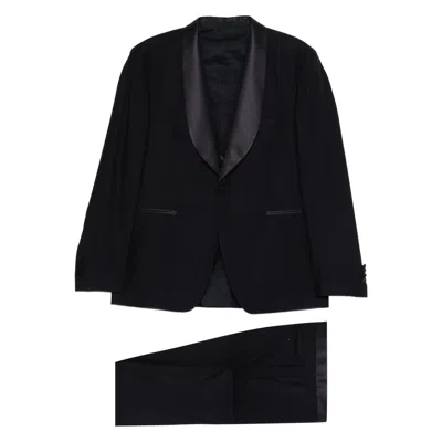 Tagliatore Shawl Collar Suit In Black