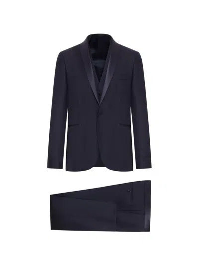 Tagliatore Shawl-lapel Suit (set Of Three) In Blue