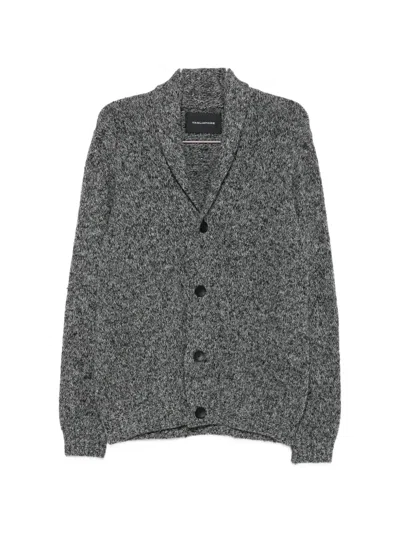 Tagliatore Shawl-collar Button-up Cardigan In Grey