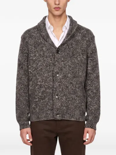 Tagliatore Shawl-collar Marl Cardigan In Gray