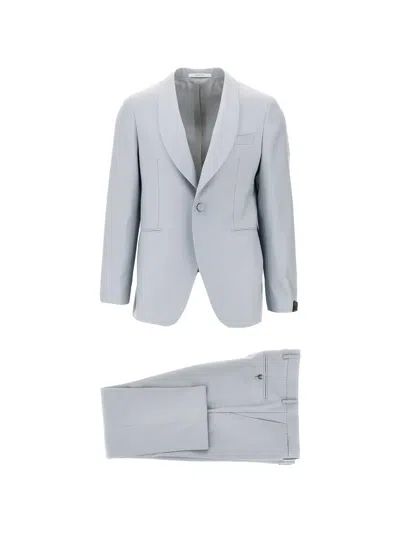 Tagliatore Shawl-lapel Single-breasted Wool Suit In White