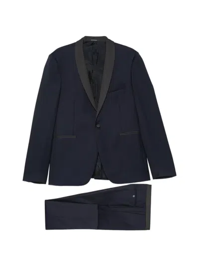 Tagliatore Shawl-lapel Single-breasted Wool Suit In Blue