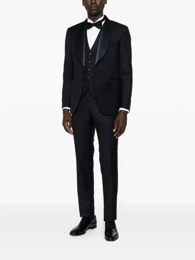 Tagliatore Shawl-lapel Suit (set Of Three) In Blue
