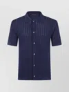Tagliatore Sheer Textured Short Sleeve Shirt In Blue