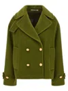 Tagliatore Double-breasted Mohair-wool Blend Coat In Green
