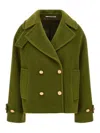 Tagliatore Double-breasted Mohair-wool Blend Coat In Green