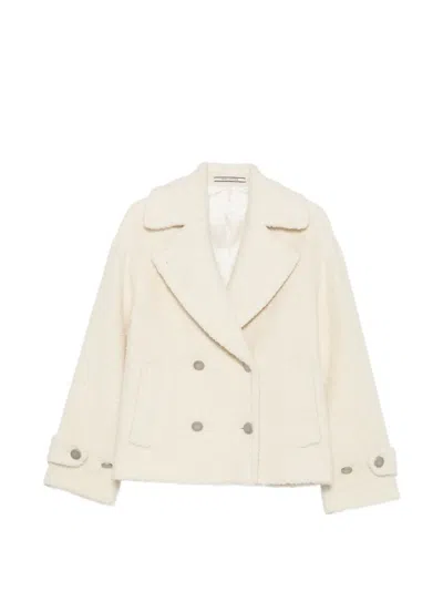 Tagliatore Sheila Double-breasted Bouclé Coat In Neutral