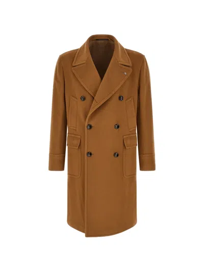 Tagliatore Cashmere Double-breasted Coat In Brown