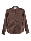 Tagliatore Silk-elastane Blend Brown Shirt In Brown
