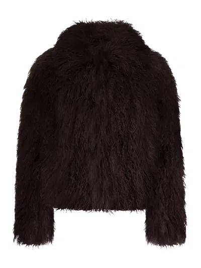 Tagliatore Short Curly Sheepskin Jacket In Transparent