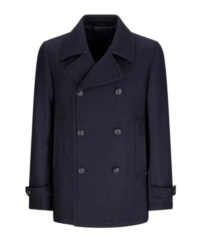 TAGLIATORE DOUBLE-BREASTED HERRINGBONE COAT