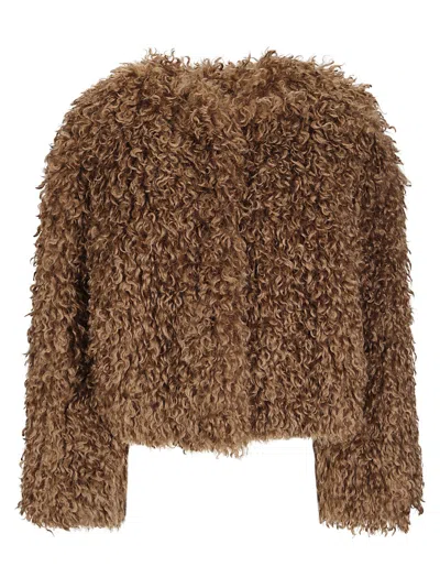 Tagliatore Short Fur Coat In Synthetic Fabric In Brown