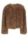 Tagliatore Short Fur Coat In Synthetic Fabric In Brown