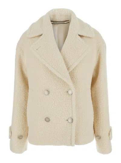 Tagliatore Short Jacket With Classic Collar And Long Sleeves In Tech Fabric In Neutral