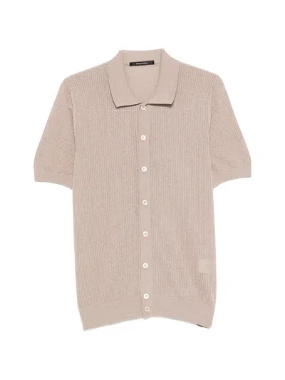 Tagliatore Short Sleeve Knit Shirt For Men In Neutral