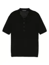 Tagliatore Silk Blend Short Sleeve Polo Shirt In Black