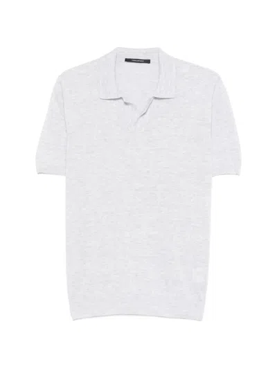 Tagliatore Short Sleeve Polo With Slit Neckline - Size 48 In Gray