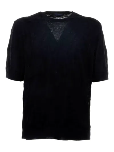 Tagliatore Short-sleeved Cotton T-shirt In Black