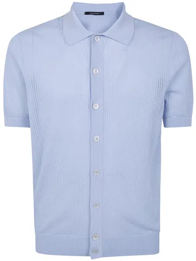 Tagliatore Short Sleeves Shirt In Blue