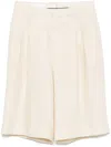 Tagliatore Tailored Beige Linen Shorts With Pleated Front In Beige