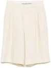 Tagliatore Tailored Beige Linen Shorts With Pleated Front In Beige