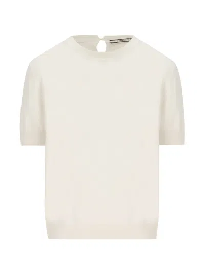 Tagliatore Short-sleeve Silk Top In Neutral