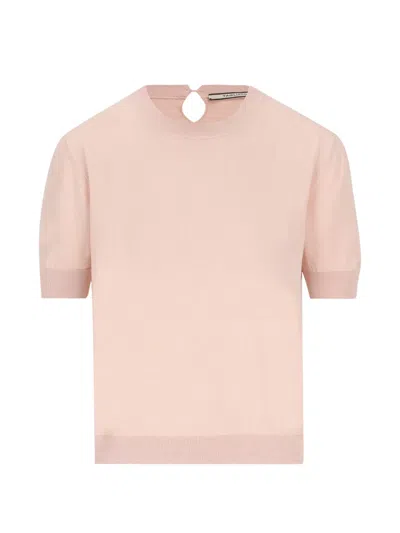 Tagliatore Short-sleeve Silk Top In Pink