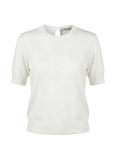 Tagliatore Short-sleeve Silk Top In White