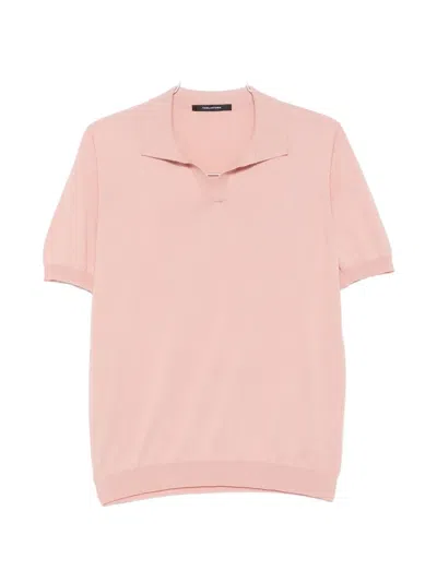 Tagliatore Keith Polo Knitwear Short Sleeve Collar In Pink