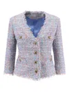Tagliatore Shoulder Pads Fabric Blazer In Blue