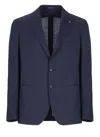 Tagliatore Montecarlo Blue Single-breasted Jacket With Notched Revers In Silk Man In Multi