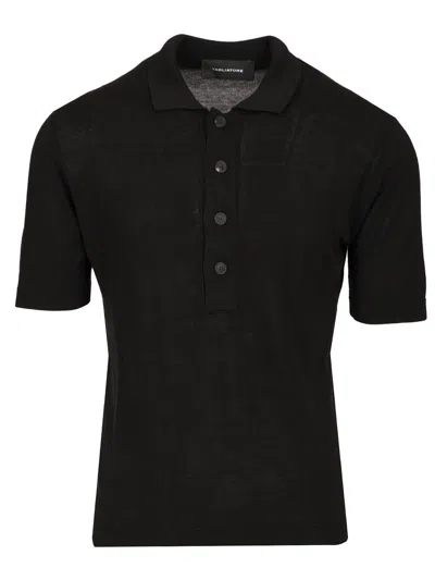 Tagliatore Silk And Viscose Polo Polo Shirt Black