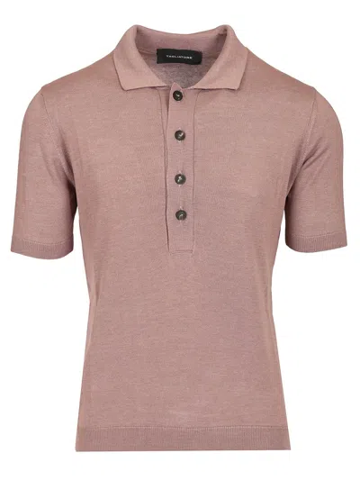TAGLIATORE SILK AND VISCOSE POLO POLO SHIRT VIOLET