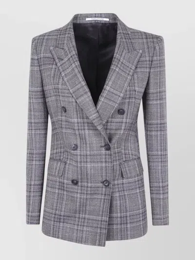 Tagliatore Silk Blend Double-breasted Jacket In Gray