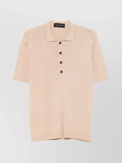 Tagliatore Silk Blend Short Sleeve Polo Shirt In Neutral