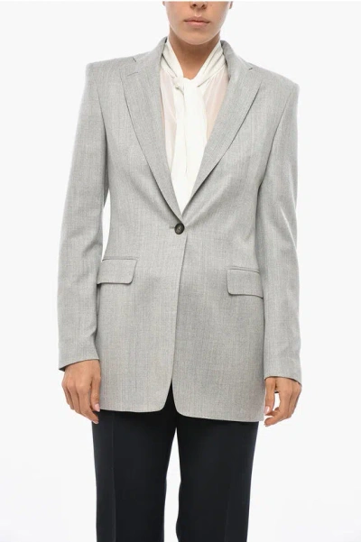 Tagliatore Silk Blend Slim Fit Blazer With Flap Pockets In Gray