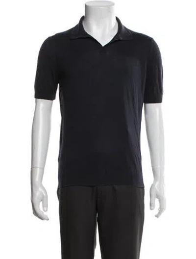 Pre-owned Tagliatore Silk Collar Polo Shirt In Black