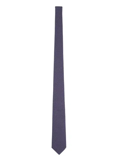 Tagliatore Blue Silk Printed Tie In Purple