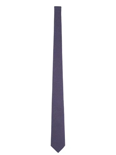 Tagliatore Blue Silk Printed Tie In Purple