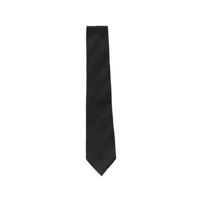 Tagliatore Silk With Tonal Diagonal Stripes Necktie In Black