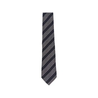 Tagliatore Silk-wool Diagonal Stripe Necktie In Gray