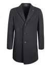 Tagliatore Single-breasted Black Coat In Gray