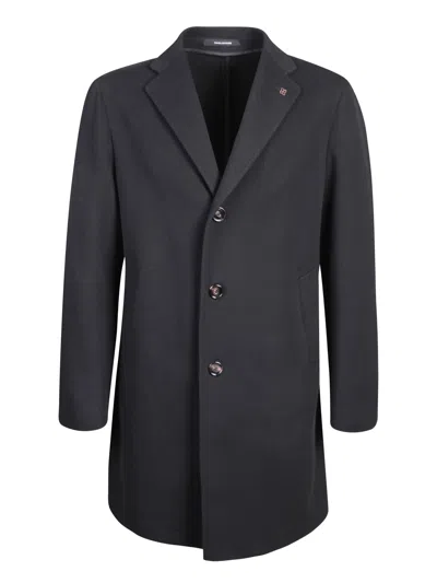 Tagliatore Single-breasted Black Coat In Gray