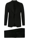 Tagliatore Single-breasted Black Suit With Notched Lapels In Black