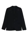 Tagliatore Ribbed-knit Blazer With Tailored Fit In 蓝色