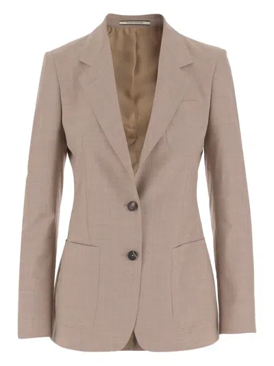 Tagliatore Beige Single-breasted Blazer In Brown